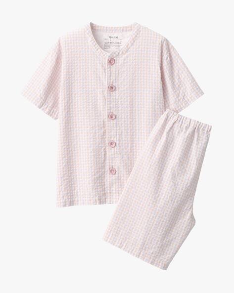 MUJI Side Seamless Seersucker-Short Sleeve Pajamas