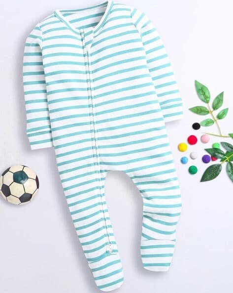 NINO BAMBINO Round-Neck Striped Romper