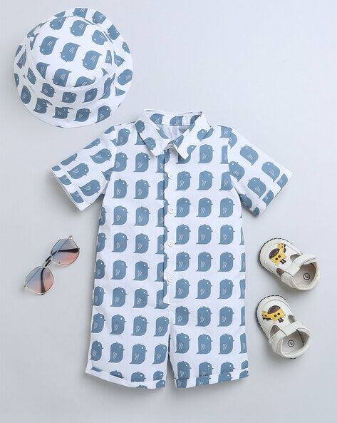 NINO BAMBINO Graphic Print Romper with Hat