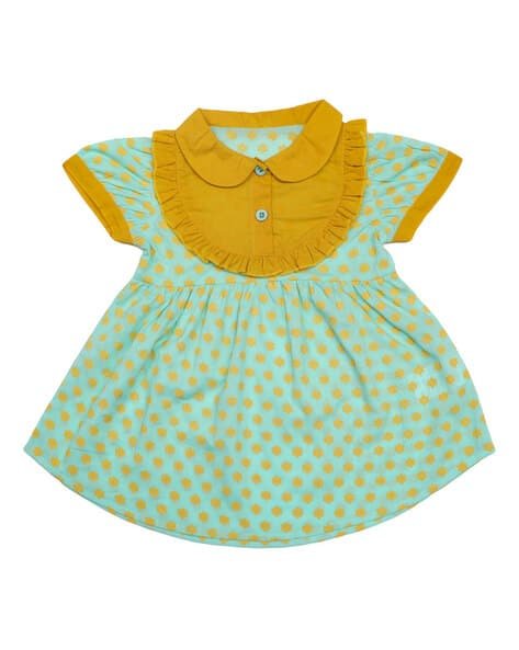 NINO BAMBINO Polka Dot Print Fit & Flare Dress with Ruffles Trim