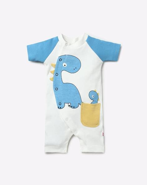 NINO BAMBINO Dinosaur Print Organic Cotton Rompers