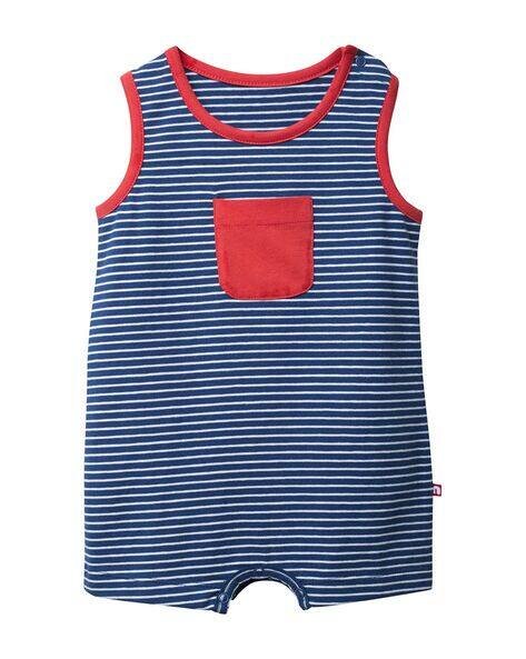 NINO BAMBINO Striped Sleeveless Rompers with Front Pocket