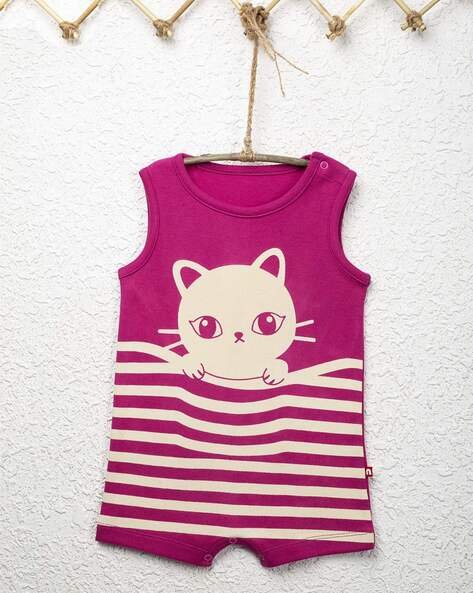 NINO BAMBINO Striped Round-Neck Rompers