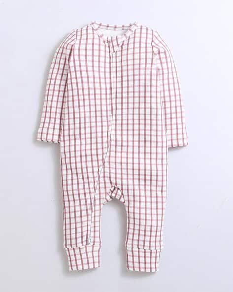 NINO BAMBINO Checked Round-Neck Rompers