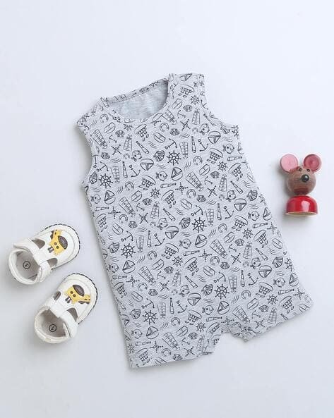 NINO BAMBINO Nautical Print Sleeveless Round-Neck Romper