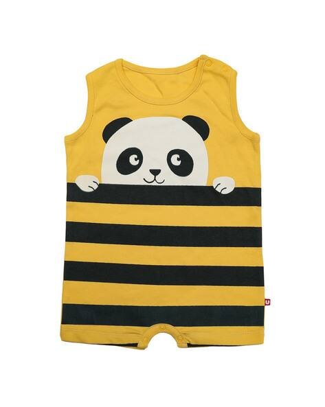 NINO BAMBINO Panda Print Round-Neck Romper