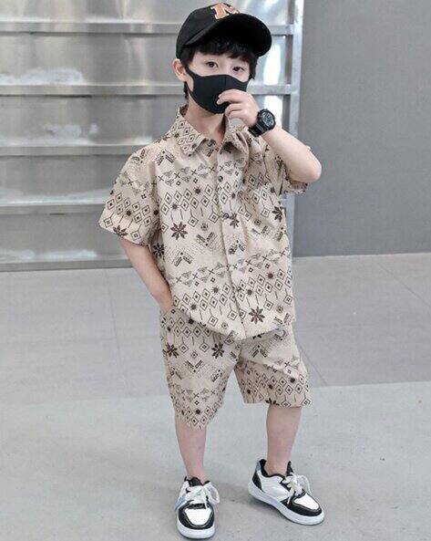 OCVITO Boys Printed Shirt & Shorts Set