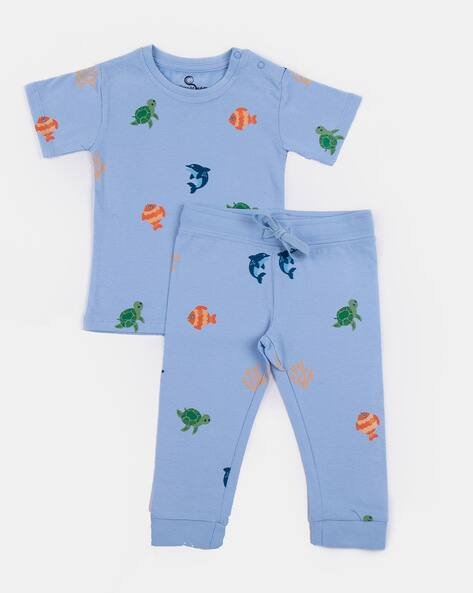 Orange Sugar Printed T-Shirt & Pants Set