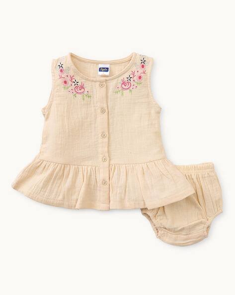 PEPITO Infants Embroidered Tiered Dress & Panties Set