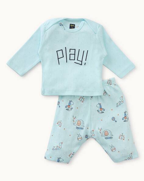 PEPITO Unisex Printed Cotton Nightsuit Set