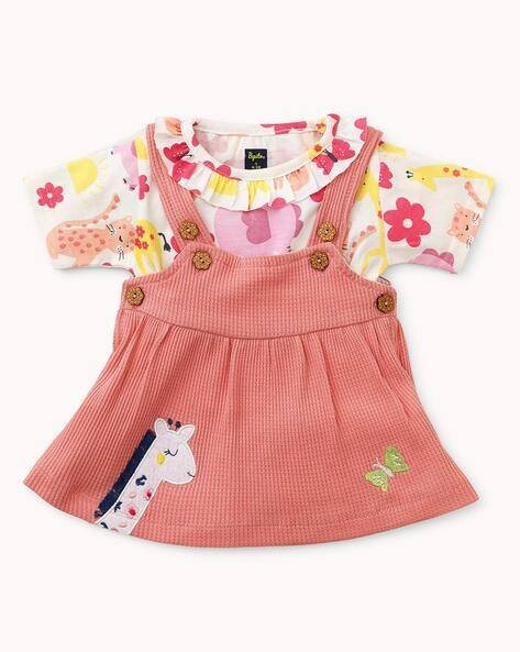 PEPITO Girls Printed Dungaree Set