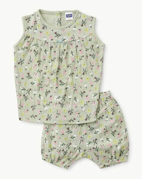 PEPITO Infants Floral Print Top & Shorts Set