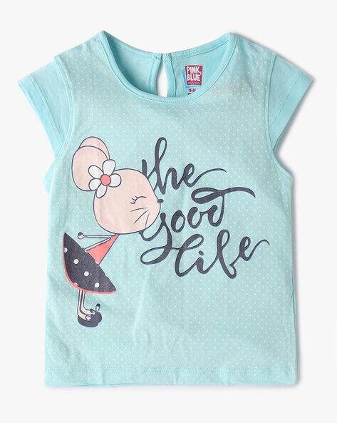 PINK N BLUE Graphic Print Top