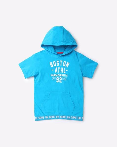 PINK N BLUE Typographic Print Hooded T-shirt