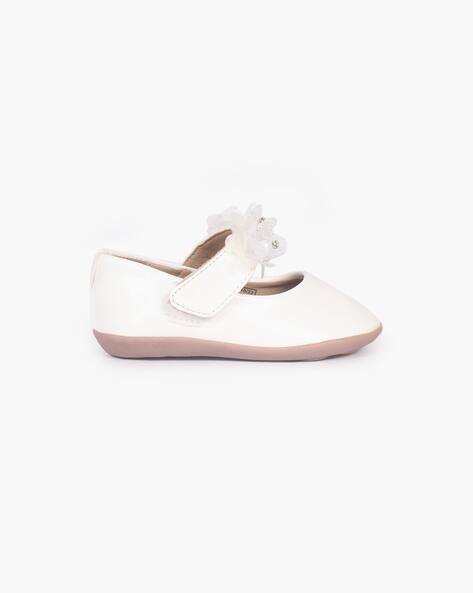 PITTER-PATTER Lace-Applique Ballerinas with Velcro Closure