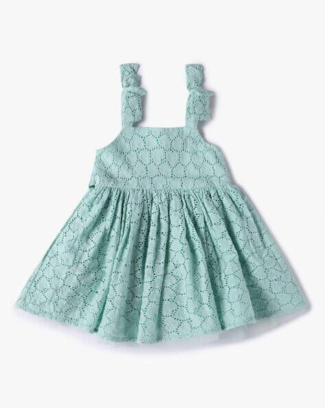 PLAYDAY Girls Schiffli Embroidered Fit & Flare Dress