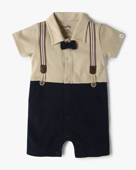 PLAYDAY Boys Colourblock Rompers with Bow