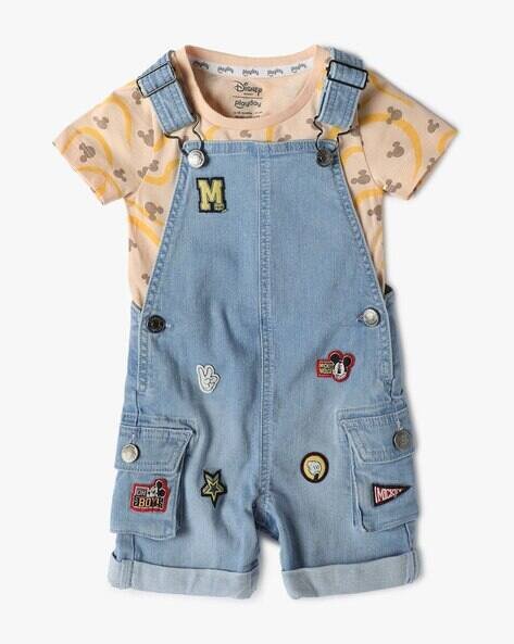 PLAYDAY Boys Micky Mouse Print Dungaree & T-Shirt