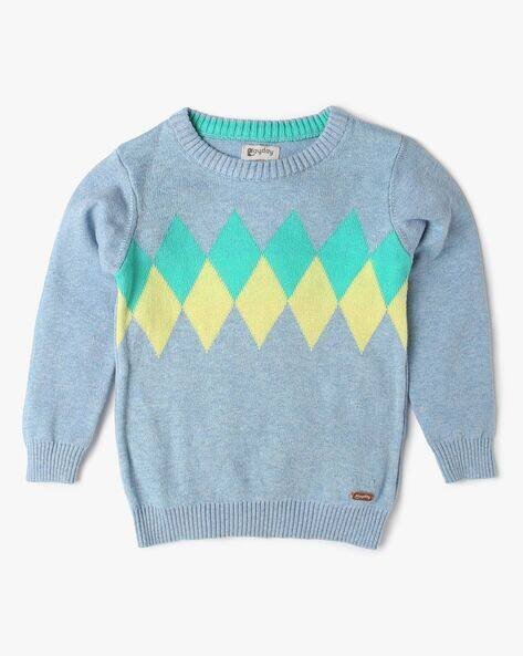 PLAYDAY Argyle Print Round-Neck Sweater