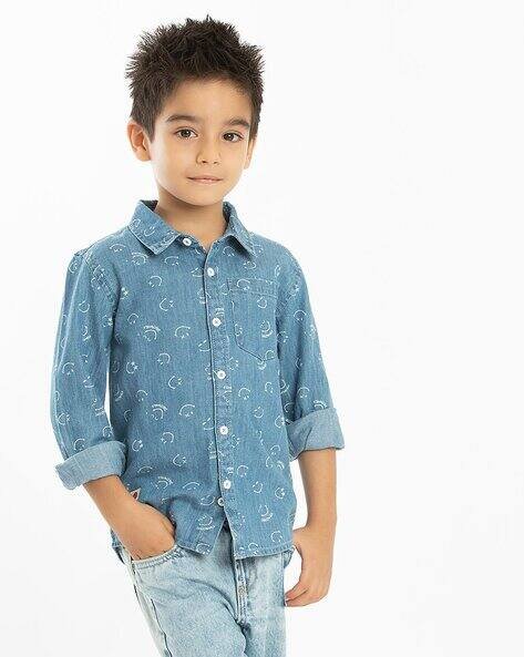 PLAYDAY Boys Smiley Print Regular Fit Shirt with Patch Pocket
