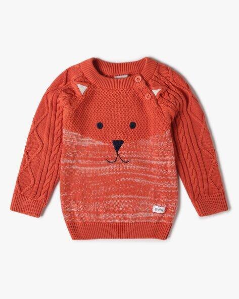 PLAYDAY Fox Artwork Cable-Knit Sweater