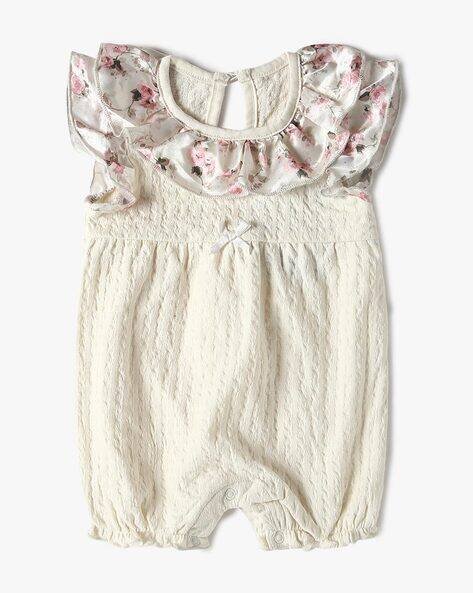 PLAYDAY Girls Floral Print Round-Neck Rompers