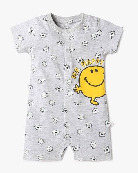 PLAYDAY Mr. Happy Print Button-Front Romper