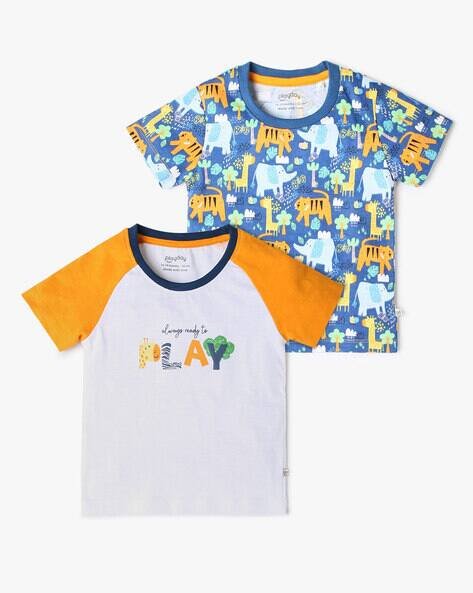 PLAYDAY Boy Pack of 2 Printed Relaxed Fit T-Shirts