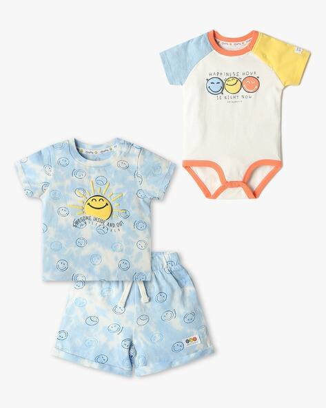 PLAYDAY Boys Smiley Print Romper Set