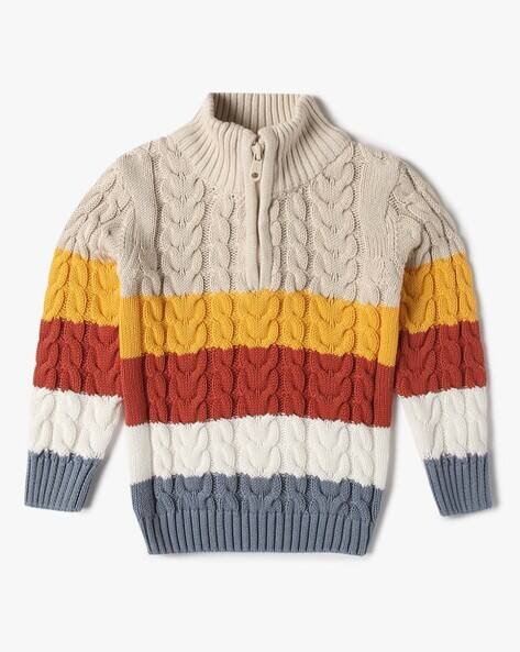 PLAYDAY Boys Striped Cable-Knit Sweater