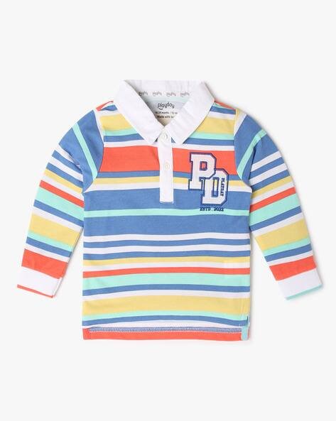 PLAYDAY Boys Striped Relaxed Fit Polo T-Shirt