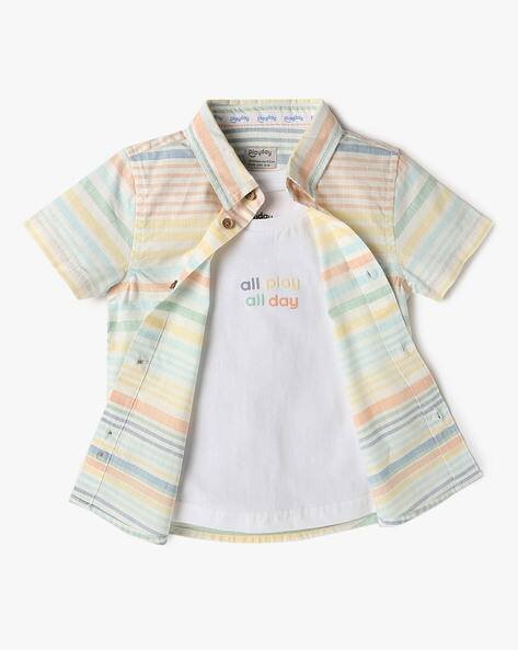 PLAYDAY Boys Striped Twofer Shirt
