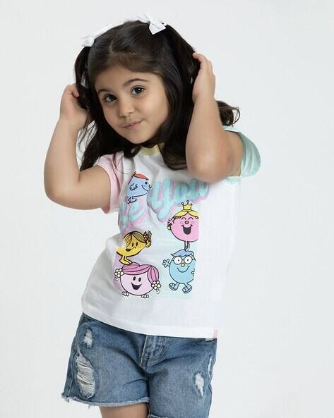 PLAYDAY Girls Graphic Print Regular Fit Crew-Neck T-Shirt