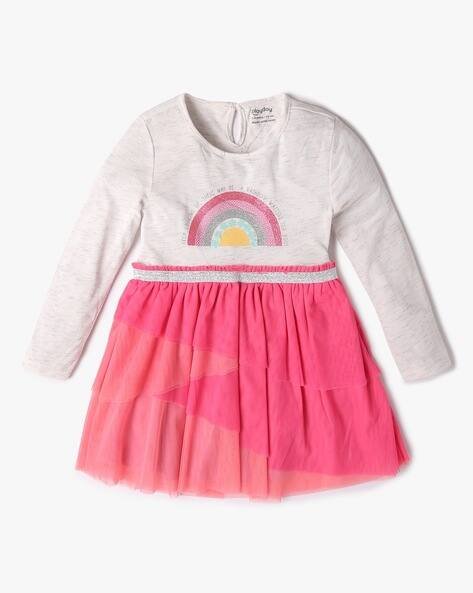 PLAYDAY Girls Printed Regular Fit Fit & Flare Tulle Dress