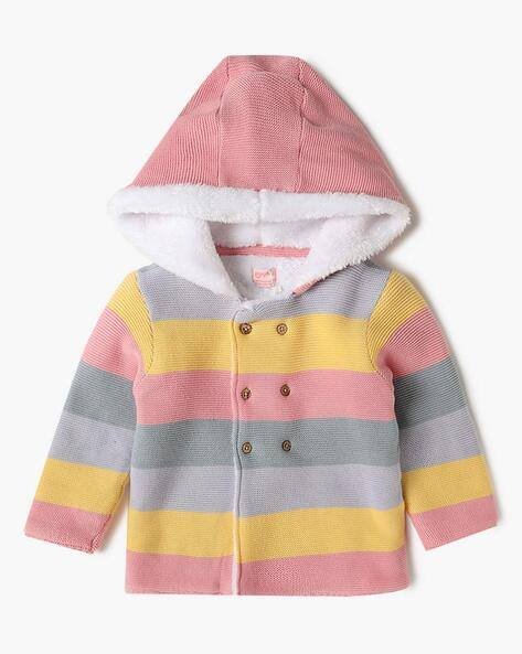 PLAYDAY Girls Striped Hooded Sweater