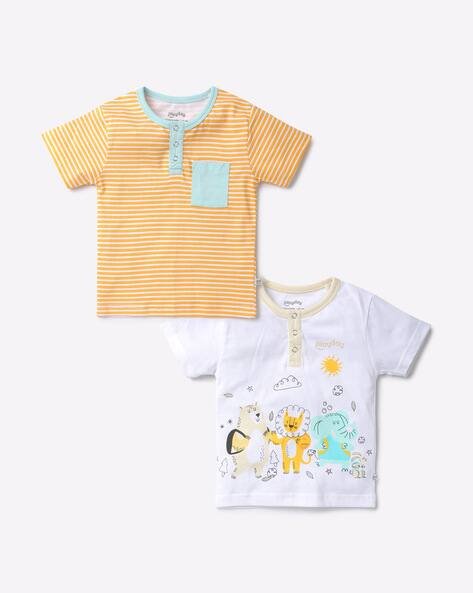 PLAYDAY Pack of 2 Printed Henley T-shirts