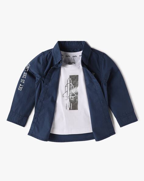 PLAYDAY Boys Cotton Shirt with T-Shirt