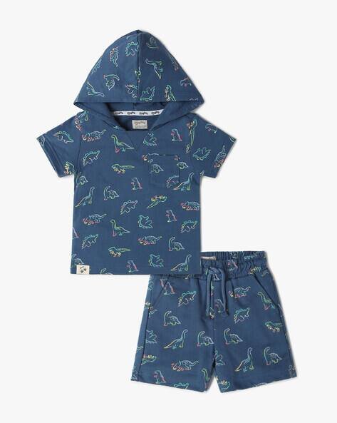 PLAYDAY Boys Printed Hoodie & Shorts Set