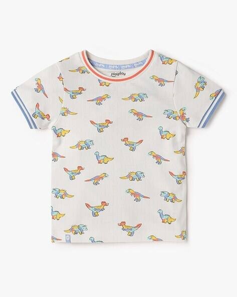 PLAYDAY Boys Printed Relaxed Fit Crew-Neck T-Shirt