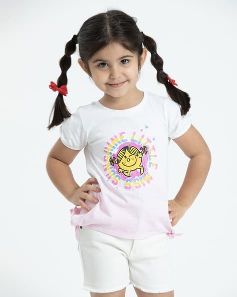 PLAYDAY Girls Printed Regular Fit Ombre-Dyed T-Shirt