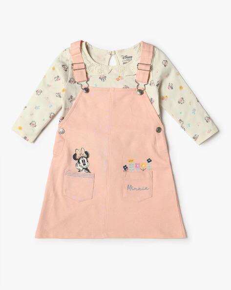 PLAYDAY Girls Disney Regular Fit Dungaree with T-Shirt