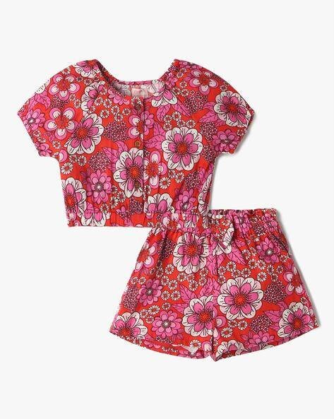PLAYDAY Girls Floral Print Top & Shorts