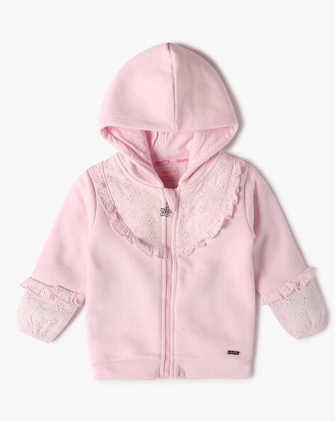 PLAYDAY Girls Frill Regular Fit Zip-Front Hoodie