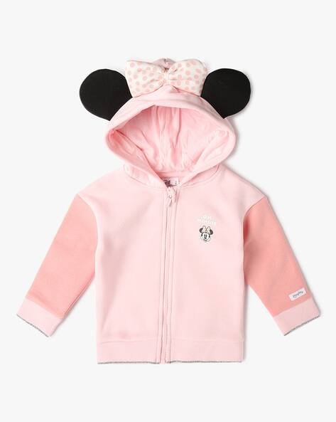 PLAYDAY Girls Minnie Regular Fit Zipper Hoodie