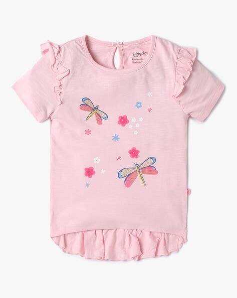 PLAYDAY Girls Printed Round-Neck T-Shirt