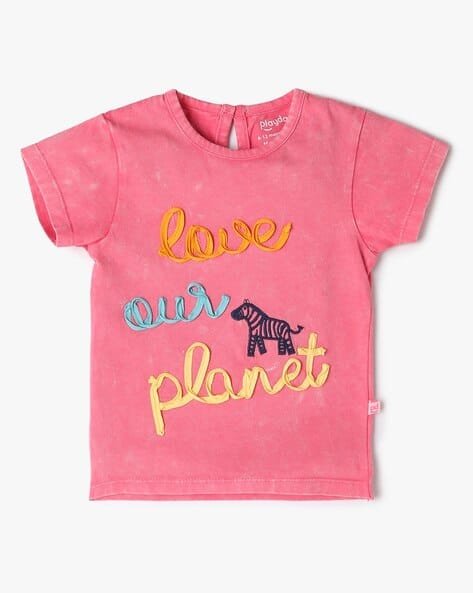 PLAYDAY Girls Relaxed Fit Round-Neck T-Shirt