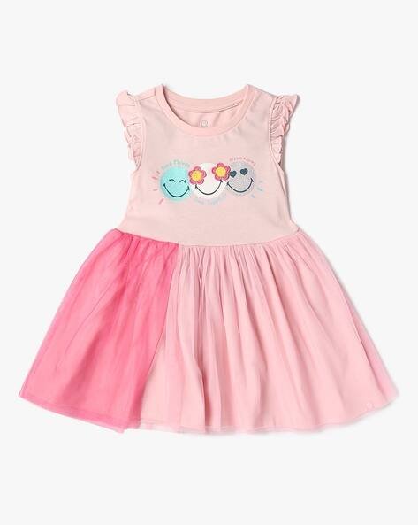 PLAYDAY Girls Smiley Print Fit & Flare Dress