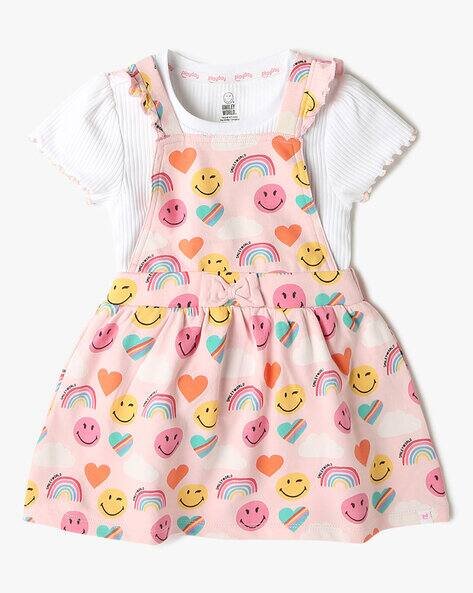PLAYDAY Women Printed Dungaree Dress with Top
