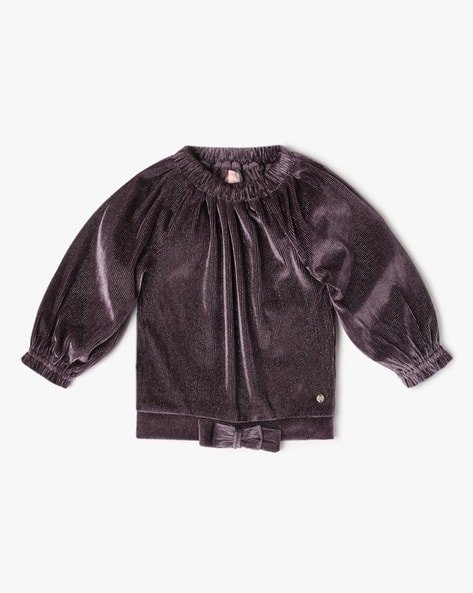 PLAYDAY Girls Regular Fit Woven Top with Bow
