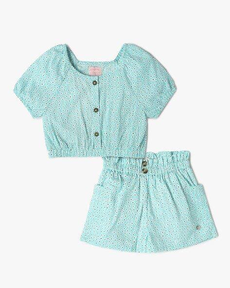 PLAYDAY Girls Floral Print Regular Fit Top & Shorts